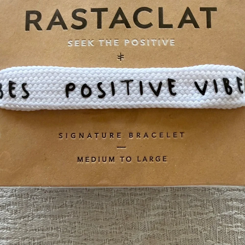 Rastaclat Positive Vibes Signature Braided Bracelet White Black Medium Large NEW